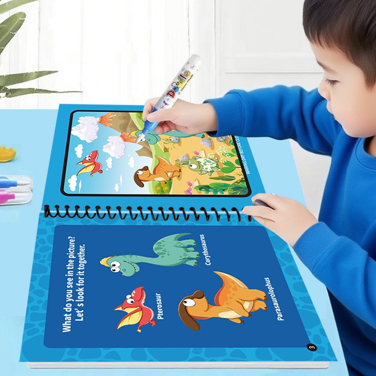 Cross-Border English Children's Magical Water Painting Book, Reusable Kindergarten Educational Coloring Book for Babies, Repeated Doodling Book