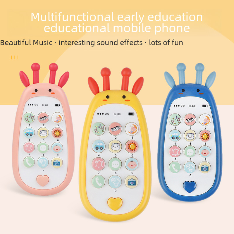 Baby cartoon simulation mobile phone toys children's music early education story machine bilingual learning toys TikTok wholesale