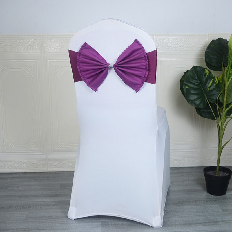 Cross-border Stretch-free Wedding Chair Back Flower Chair Bow Decorative Chair Cover Stool Strap Hotel Big Bow