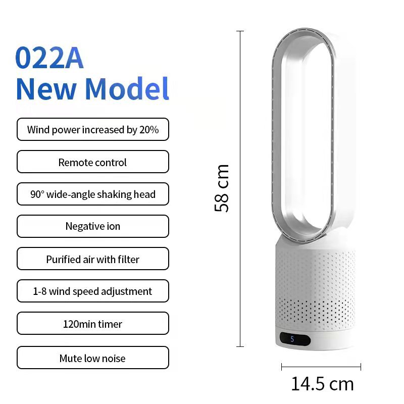 Cross-Border Popular Bladeless Fan Air Filtration Circulation Fan Heating and Cooling Electric Fan Home Office Dormitory Floor Tower Fan