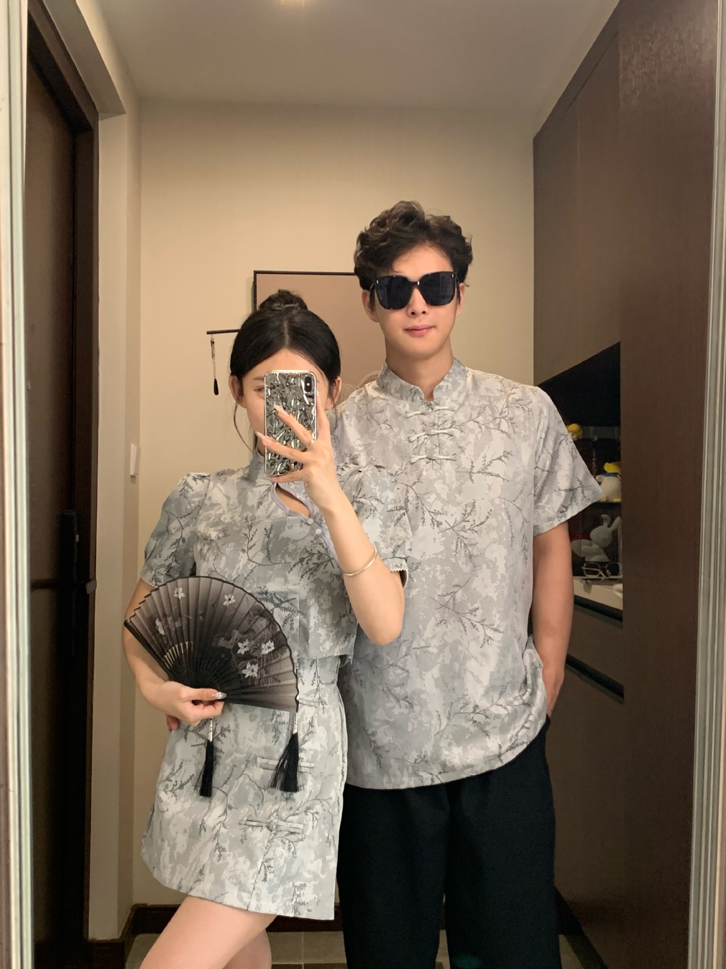 New Chinese Style National Style New Summer Improved Coat Buckle Color Cheongsam Women's Short-sleeved Skirt with Interior Collar Top