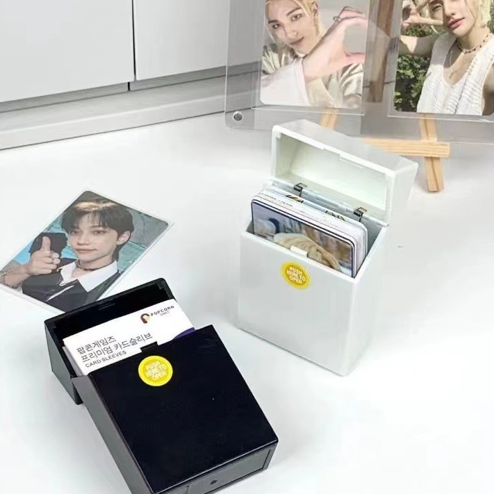 Ins Style Solid Color Black and White Small Card Storage Box Flip Cigarette Box Card Film Goo Card Bomb Lid Storage Box Small Card Box