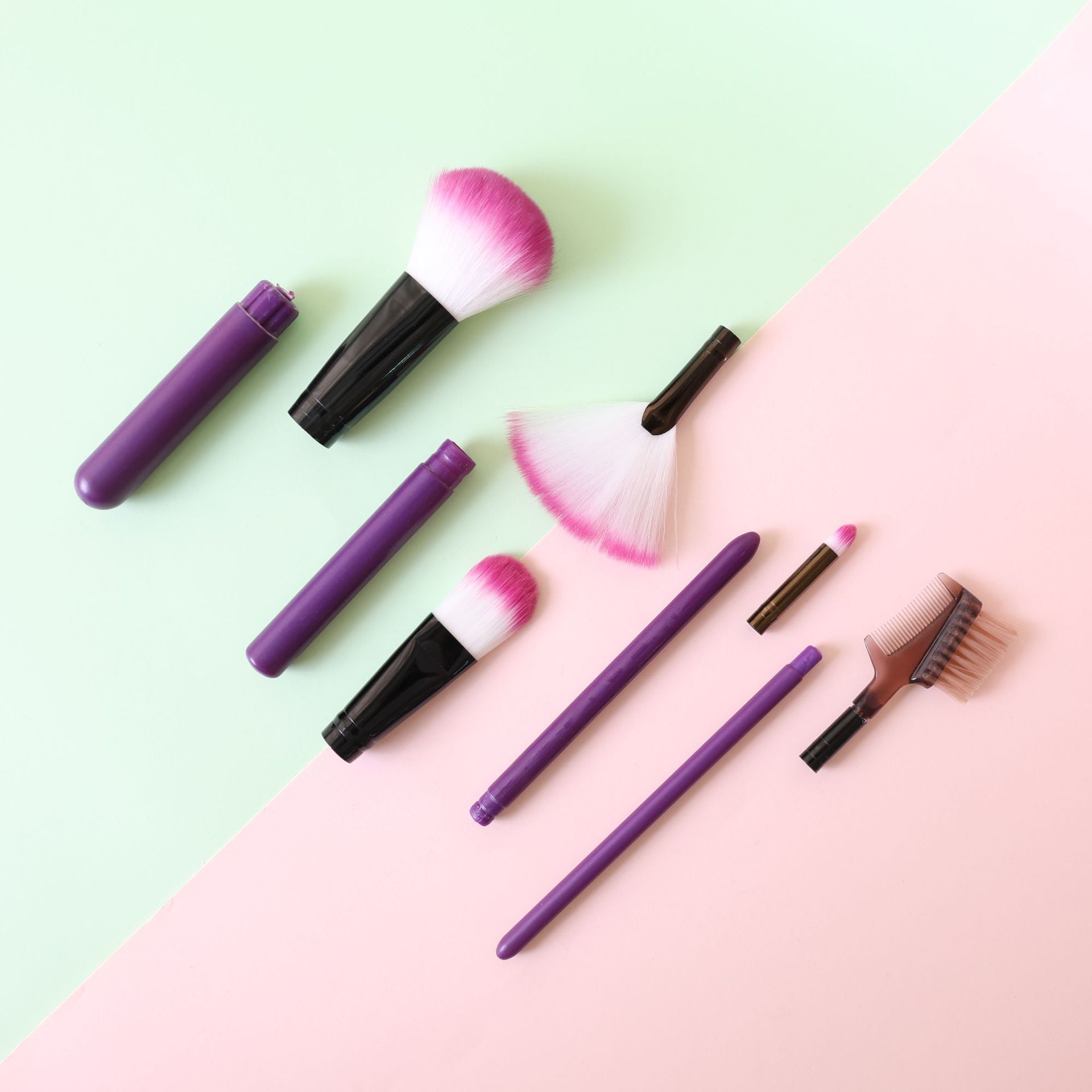 Полусырой набор кистей с пластиковой ручкой, материал Ps, доступные многофункциональные аксессуары для красоты, оптовая продажа с завода