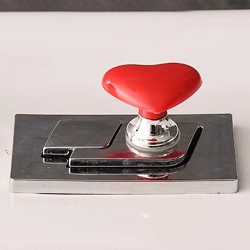 Creative Heart-Shaped Toilet Flush Button with Colorful Heart Design for Long Nails
