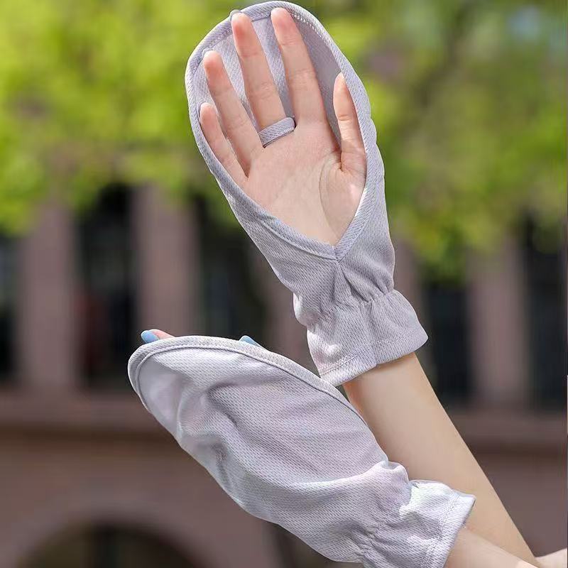 Summer Sun Protection Thin Gloves Anti-Uv Princess Loose Breathable Fingerless Short Sunshade Driving Outdoor Cycling