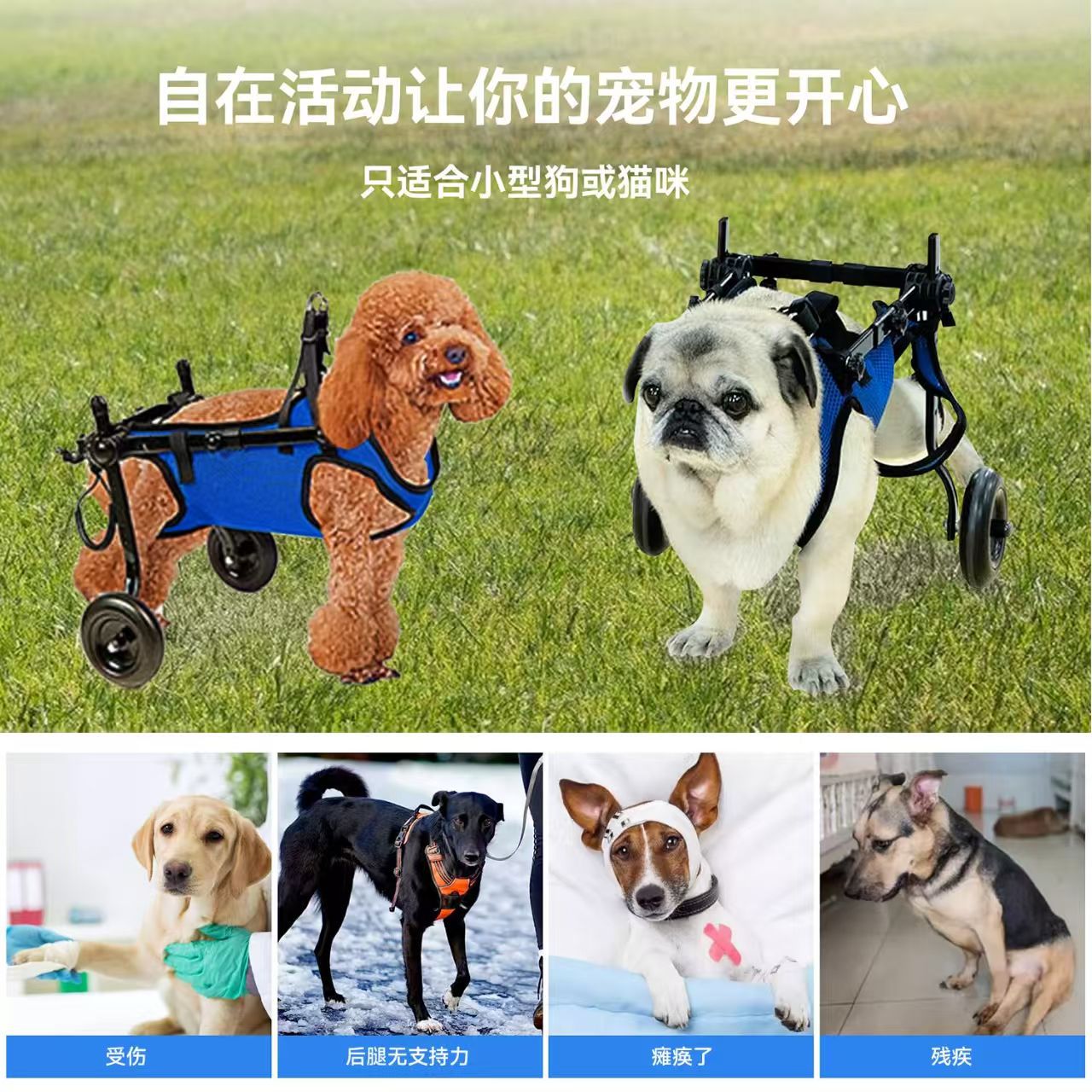 Cross-Border New Pet Wheelchair Dog Rehabilitation Walking Auxiliary Cart Moped Pet Pet Dog Scooter
