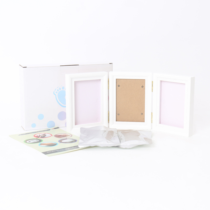 Baby hand print solid wood photo frame 100-year-old baby Full Moon hand and foot print commemorative newborn little feet souvenir