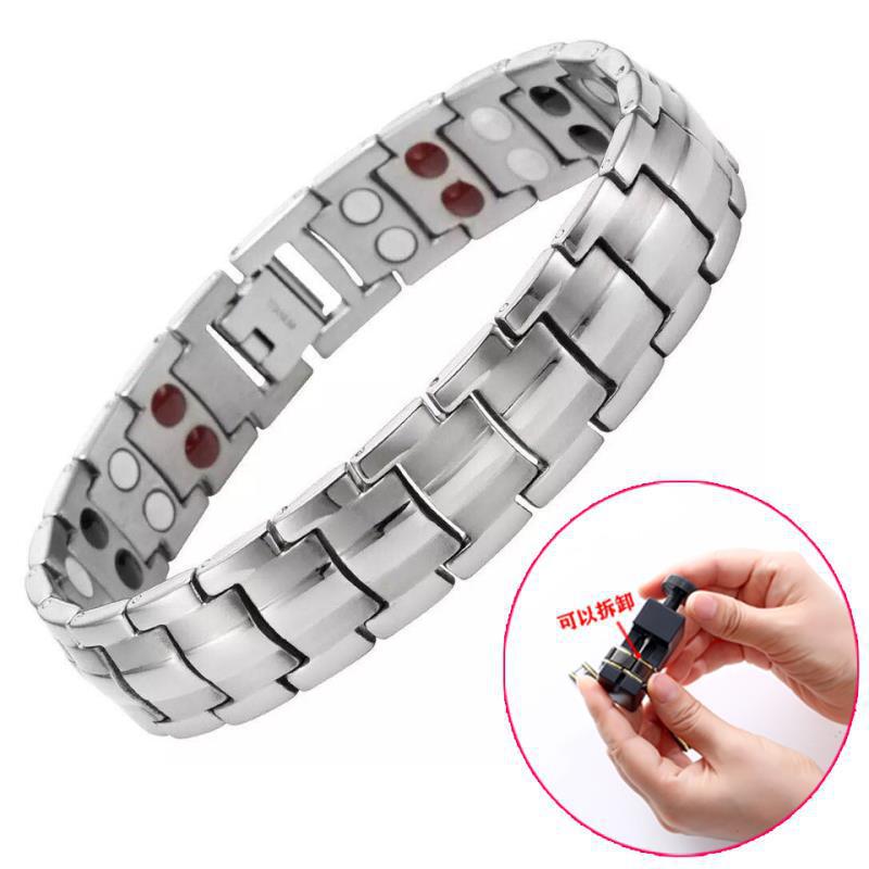 Hot-Selling Amazon Wish Cross-Border Jewelry Detachable Double Row Magnetic Therapy Men's Bracelet European and American Couple Bracelet