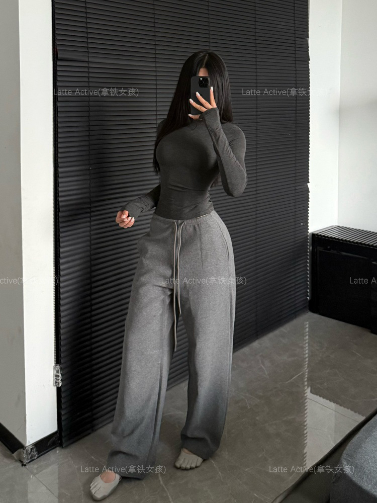 Latte Girl Yoga Wear Women's Long Sleeve T-Shirt Slim Fit Sports Fitness Top Breathable Modal Base Layer