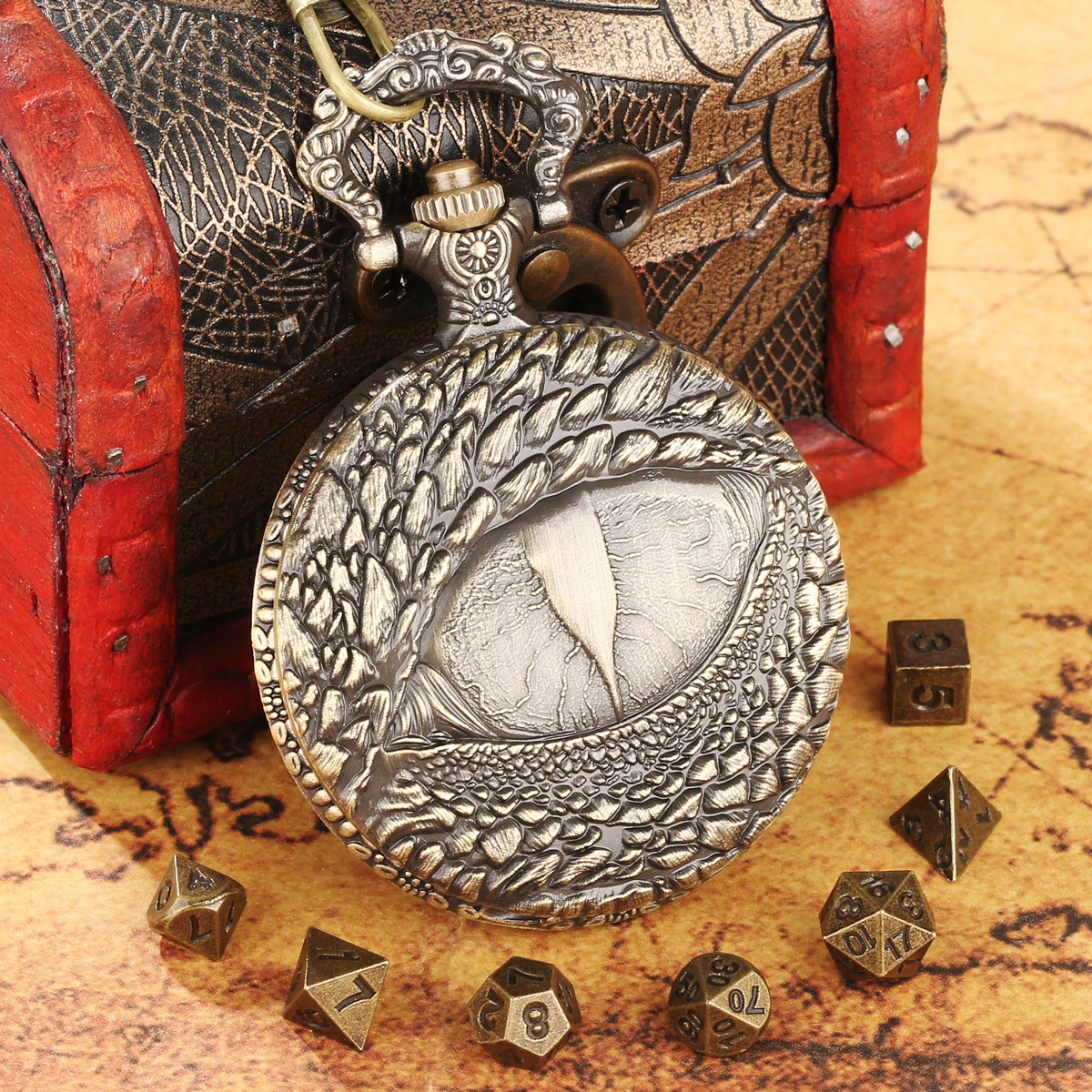 (Private model) DND dice jewelry pocket watch case rights game dragon eye watch case waist chain a generation of hair