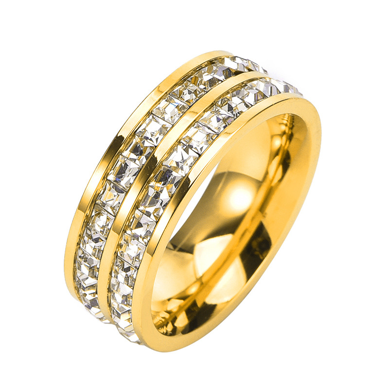 Light Luxury High-grade Men's and Women's Star Ring Single Double Ring Titanium Steel No Falling Color Set Diamond Couple Ring Hot in stock