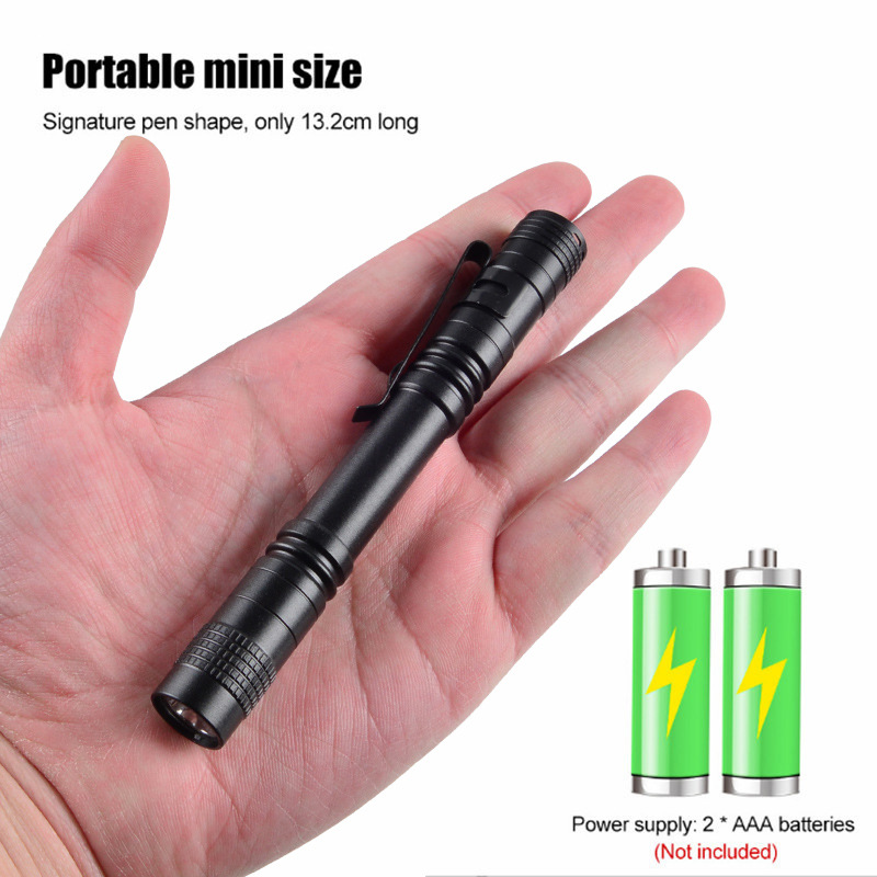 Cross-Border Portable Mini Led Flashlight Aluminum Alloy Pen Shape Household Flashlight Aaa Outdoor Strong Light Flashlight