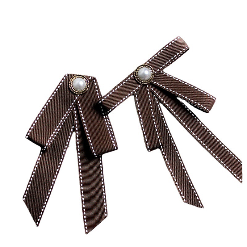 White Shirt Bow Tie Women's Lace Ribbon Academy Style South Korea Cute Artistic Ribbon Top brown Bow Accessories