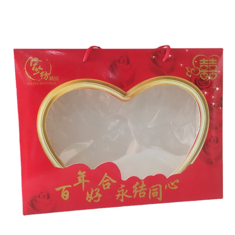 Factory wholesale towel packaging box two towel gift box Tulip gift box with portable rope empty box