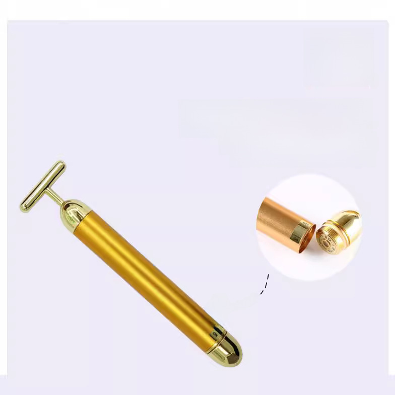 Source factory 24K gold color beauty stick face import massage instrument electric beauty stick T-shaped face massage stick