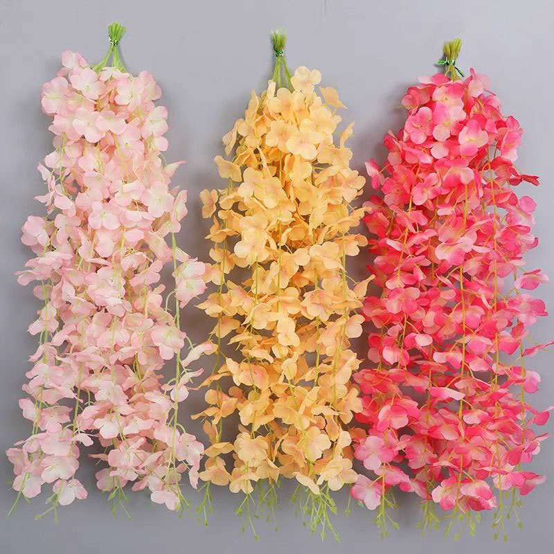 Custom wall hanging violet flower string simulation wisteria flower interior decoration ceiling decoration encryption silk cloth bean flower