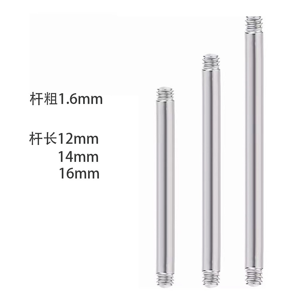 Прямые стержни для пирсинга тела, аксессуары из нержавеющей стали 303, винтовые стержни для одежды, гвоздики для губ, языка и носа