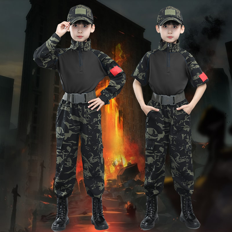 Children's Military Training Camouflage Suit Frog Suit Summer Long-Sleeved Special Forces Clothing for Boys and Girls Summer Camp Performance Clothing