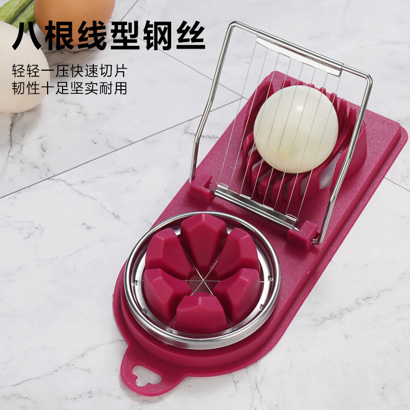 Stainless Steel Two-In-One Egg Cutter Egg Divider Preserved Egg Slicer Kitchen Gadget Preserved Egg Artifact