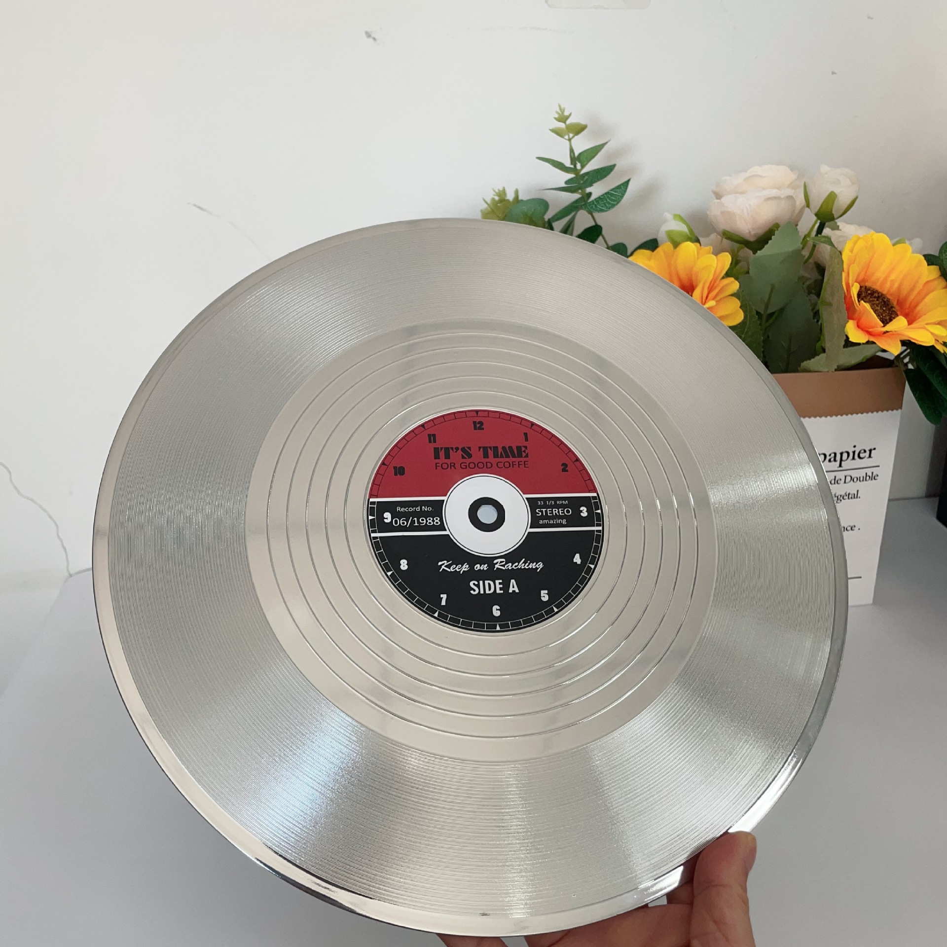 Creative Golden Simulation Color Glue Transparent Vinyl Records Vintage Decorative Wall Stickers Music Bar Nostalgic CD Ornaments