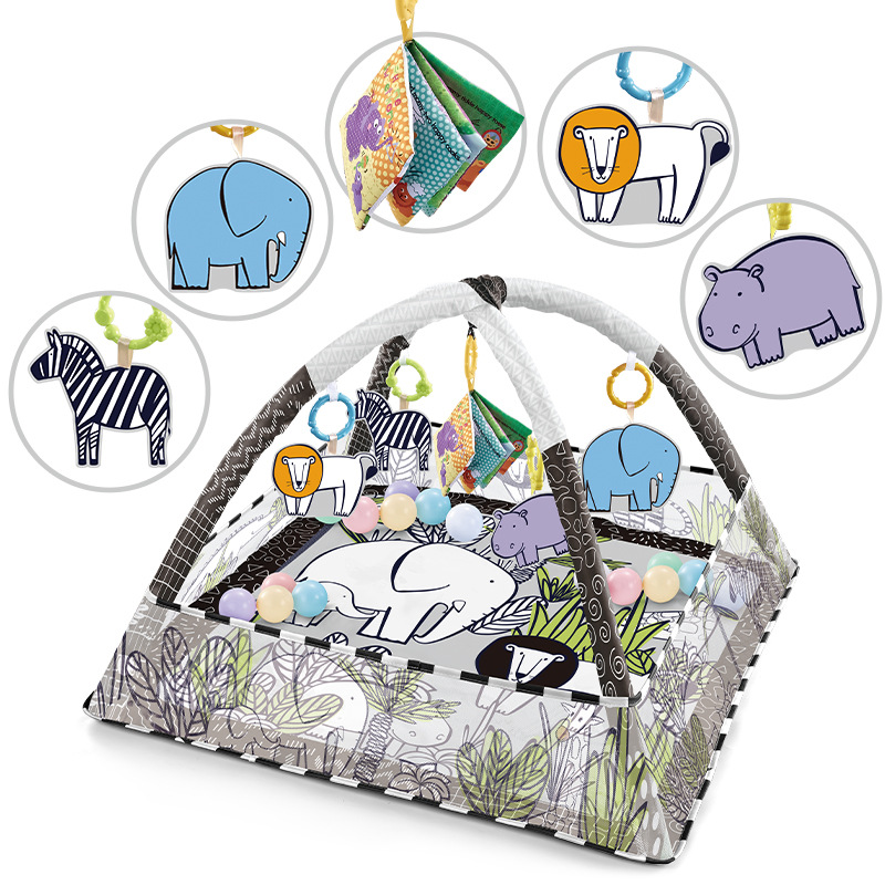 Baby Fitness Stand Upgraded Version Square Game Blanket Baby Cartoon Animal Ocean Ball Pool Crawling Floor Mat Learning to Crawl