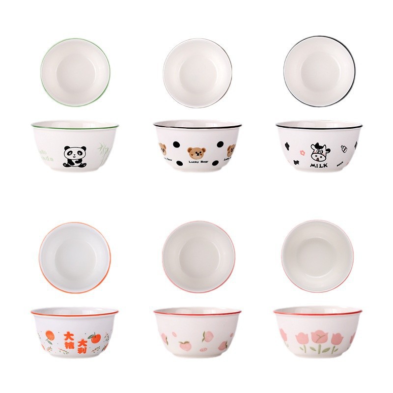 Internet Celebrity Creative Underglaze Color Cute Cartoon Ceramic Tableware Sweetheart Bowl Household Rice Bowl Soup Bowl Student Eating Bowl