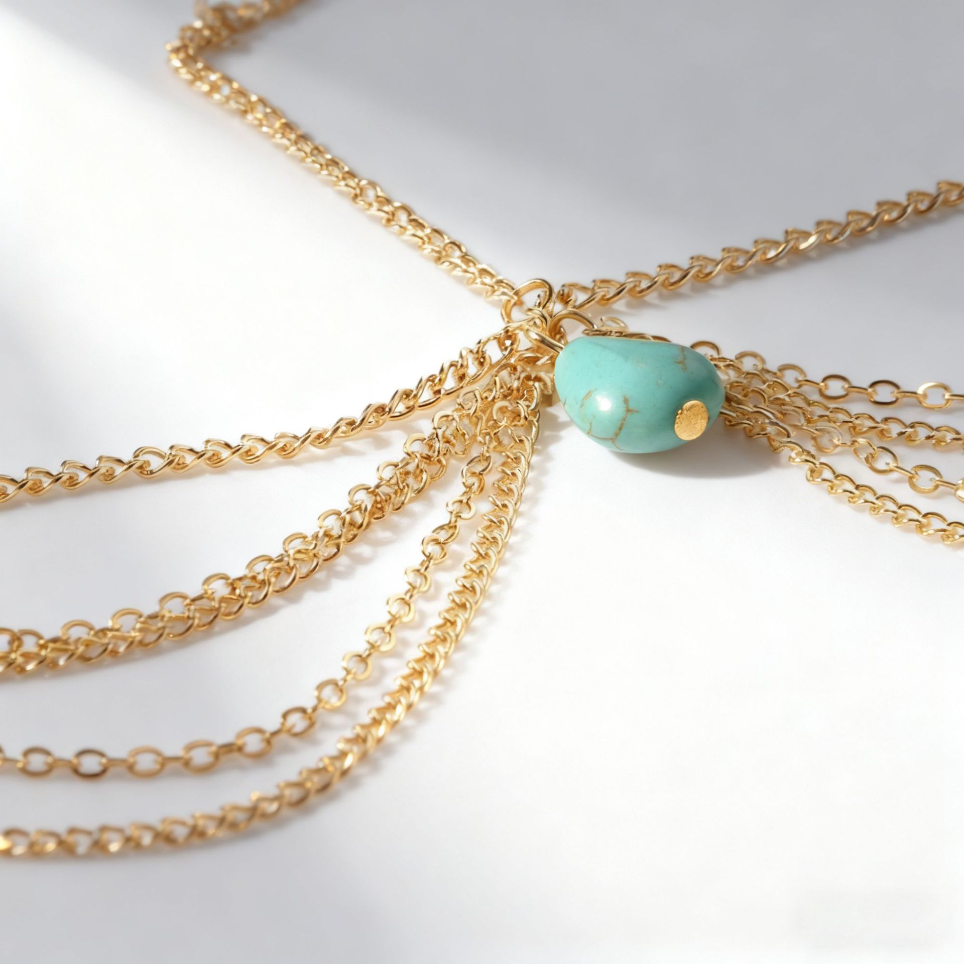 European and American Cross-Border Retro Fashion Turquoise Water Drop Hairband Hair Accessories Export Headwear Exotic Style Tassel Hair Chain