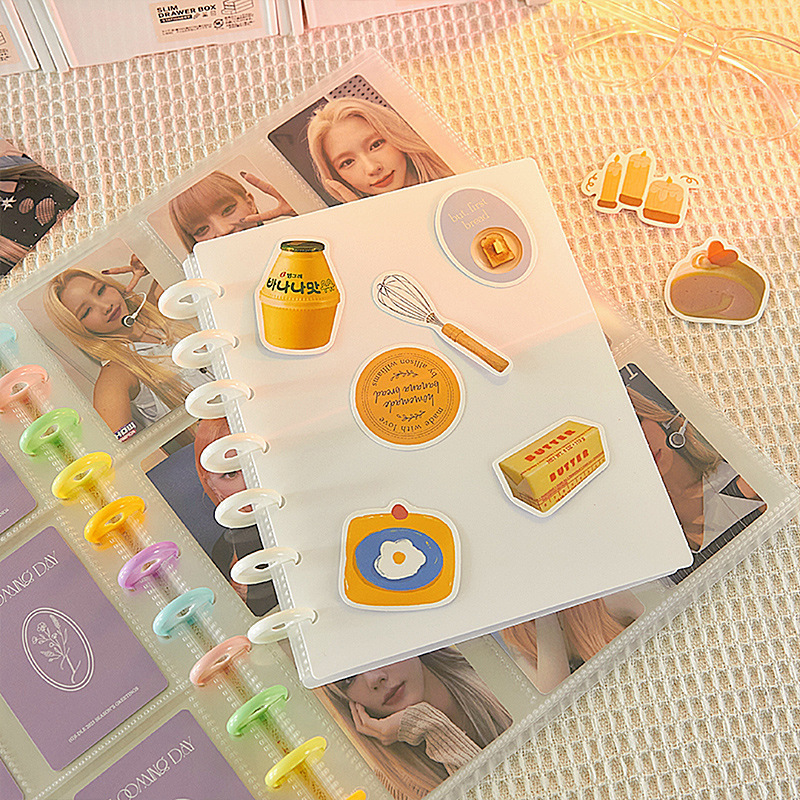 Mushroom Buckle Card Album, Acrylic Four-Square Grids Album, Small Card Album, Inner Page Loose-Leaf Star Photo Storage Album, Gift Box