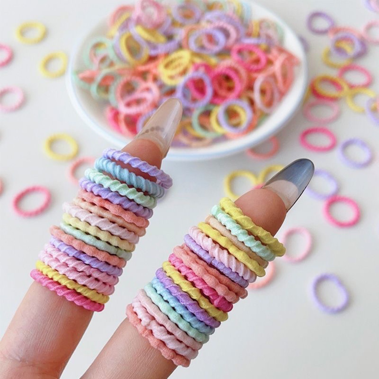 Children's Hair Rope Little Girl's Braided Double Ponytail Hair Tie Baby Thumb Head Rope High Elasticity and Durability Does Not Hurt the Hair of Girls