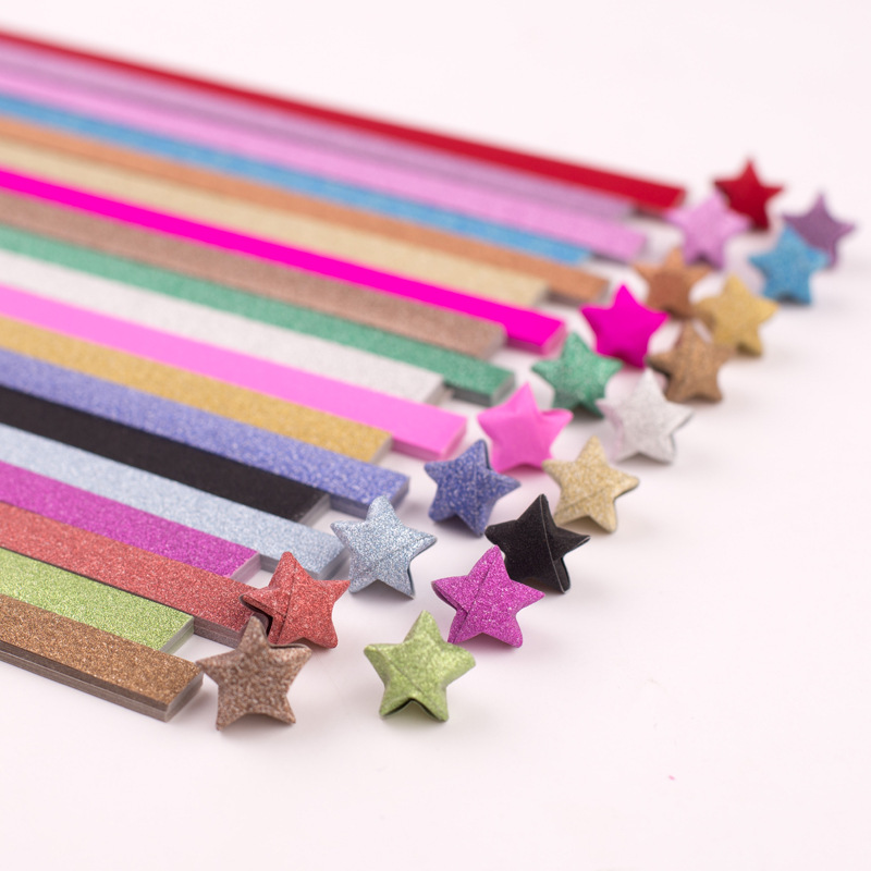 Glitter Star Origami Frosted Star Paper Strips Glitter Paper Origami Wholesale Finished Frosted Gradient Luminous Bouquet