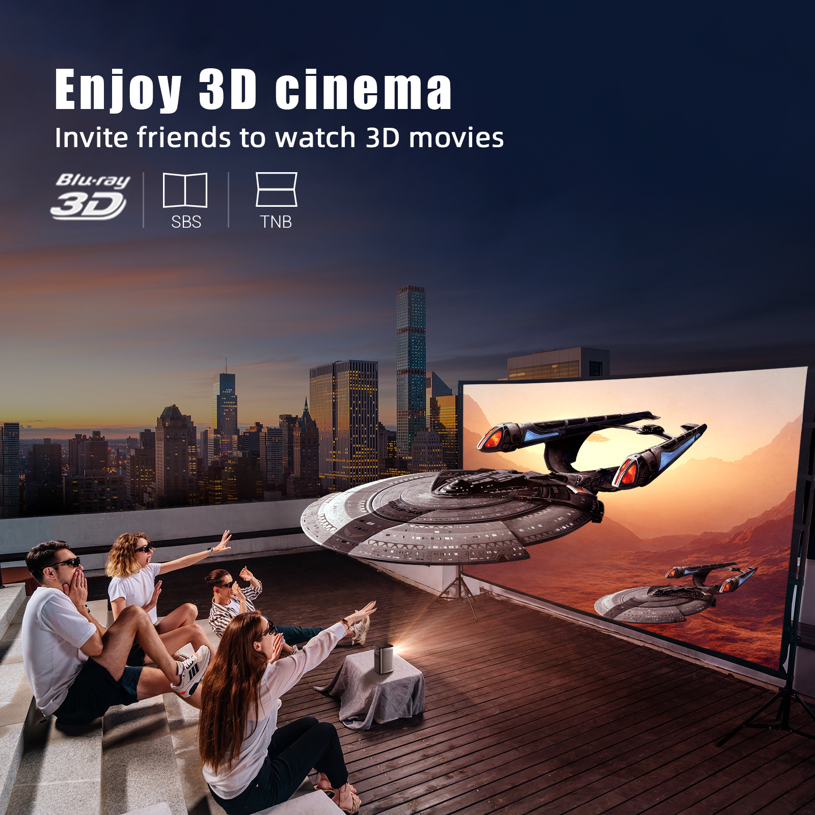 Factory direct cross-border explosions Ben Ying P70 HD 3D 4K rechargeable mini portable DLP projector