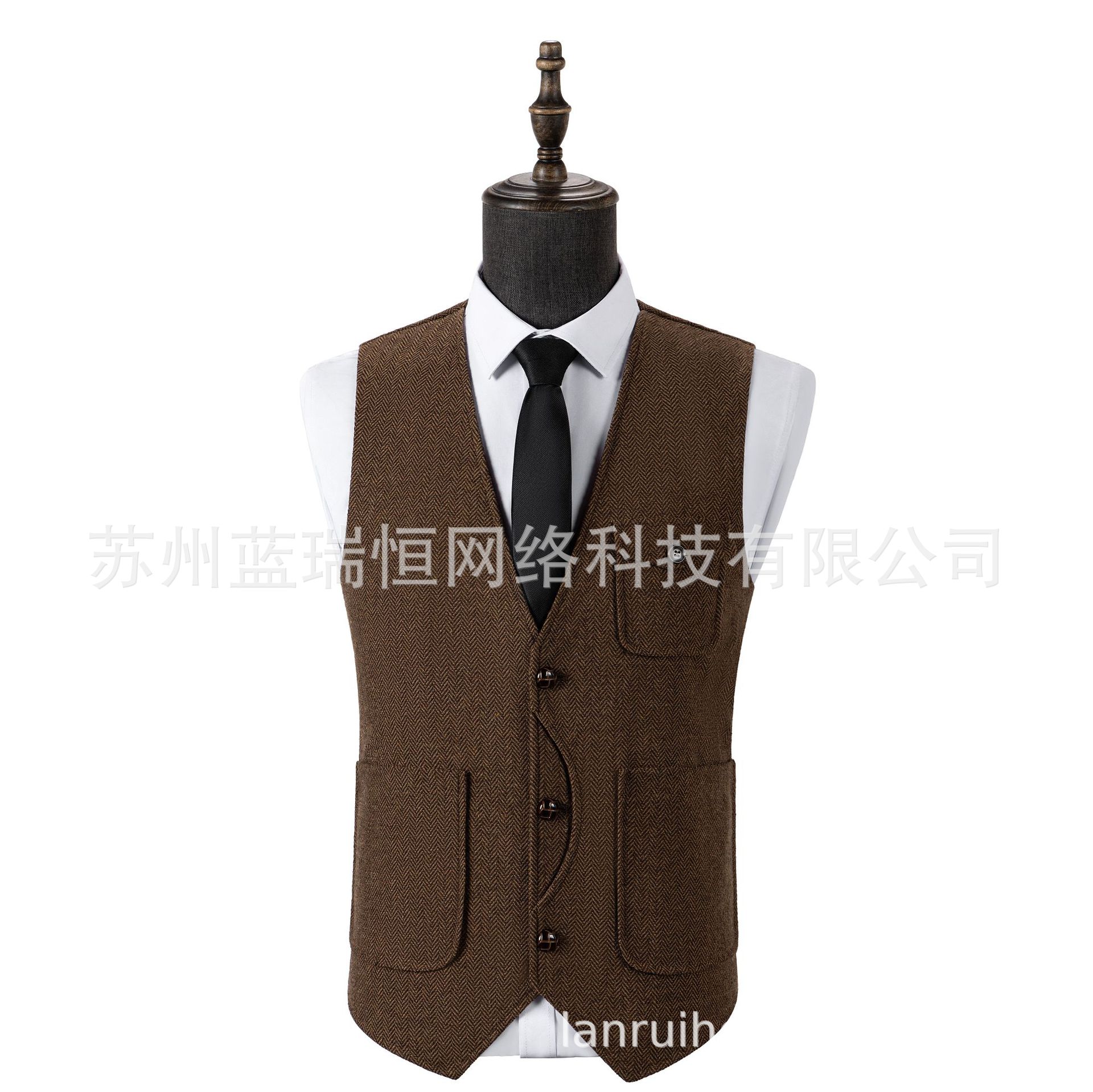 Amazon's Best-Selling New Men's Casual Fashion Vest American Retro Rough Flower Suit Vest Manufacturer Ready Stock