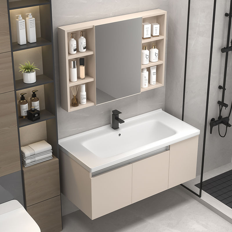 Thickened Honeycomb Space-Saving Bathroom Cabinet Combination with Integrated Ceramic Washbasin, 40cm Wide Washbasin Wholesale