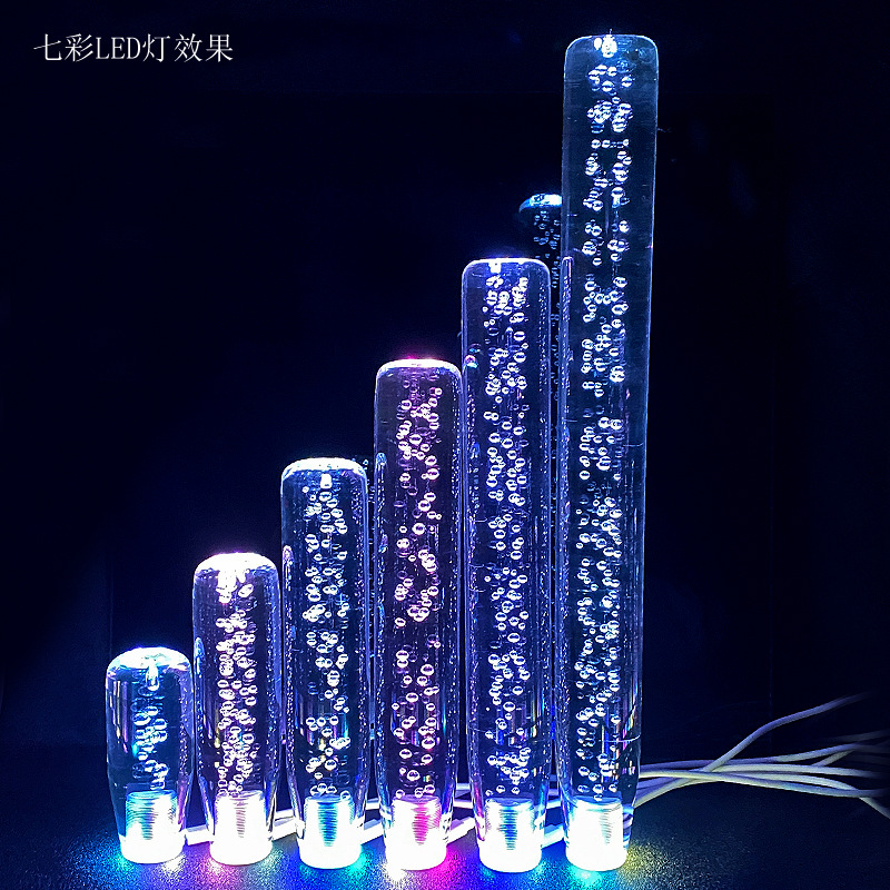 Foreign trade explosions strength factory transparent crystal cylindrical car gear head LED gear head wave stick head gear shift head