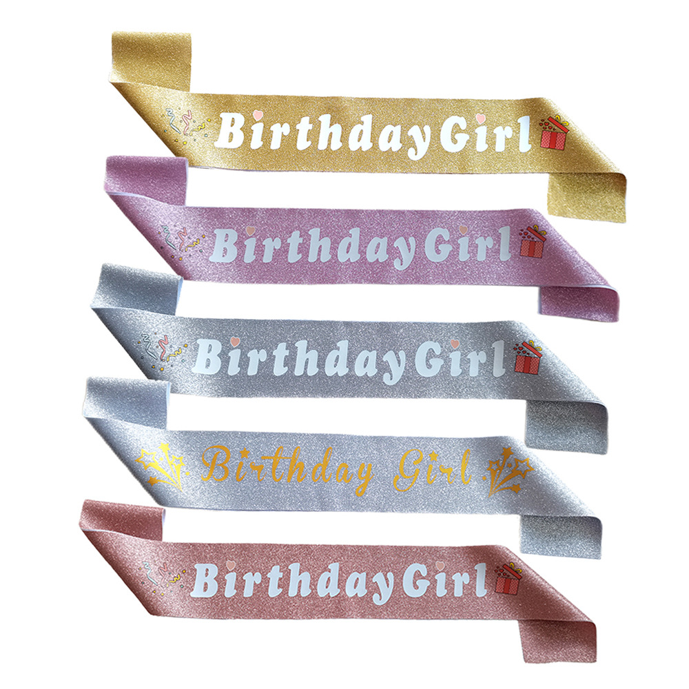 Детский день рождения плечевой ремень для девочки день рождения кросс-бодер вечеринка блестящий порошок этикетка плечевого ремня