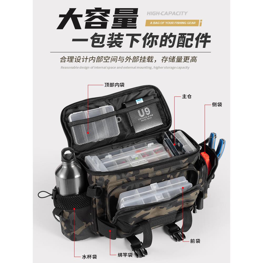 New Fishing Gear Luya Bag Waist Bag Crossbody Multifunctional Storage Bag Waterproof Bag Large Capacity Fish Rod Bag Accessories Bag