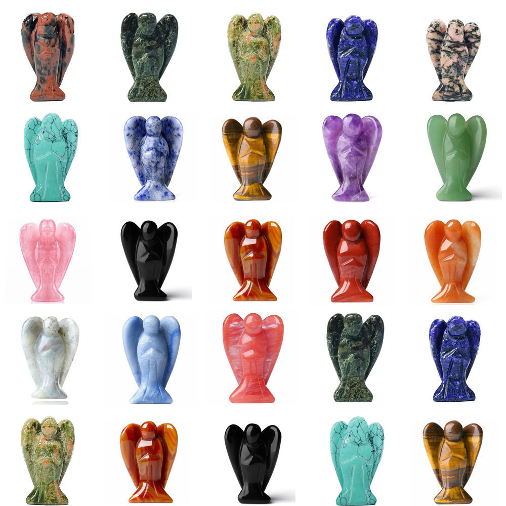 Кросс-бордерные натуральные камни популярные резные украшения из камня ангела мира карманный ангел-охранитель статуэтка