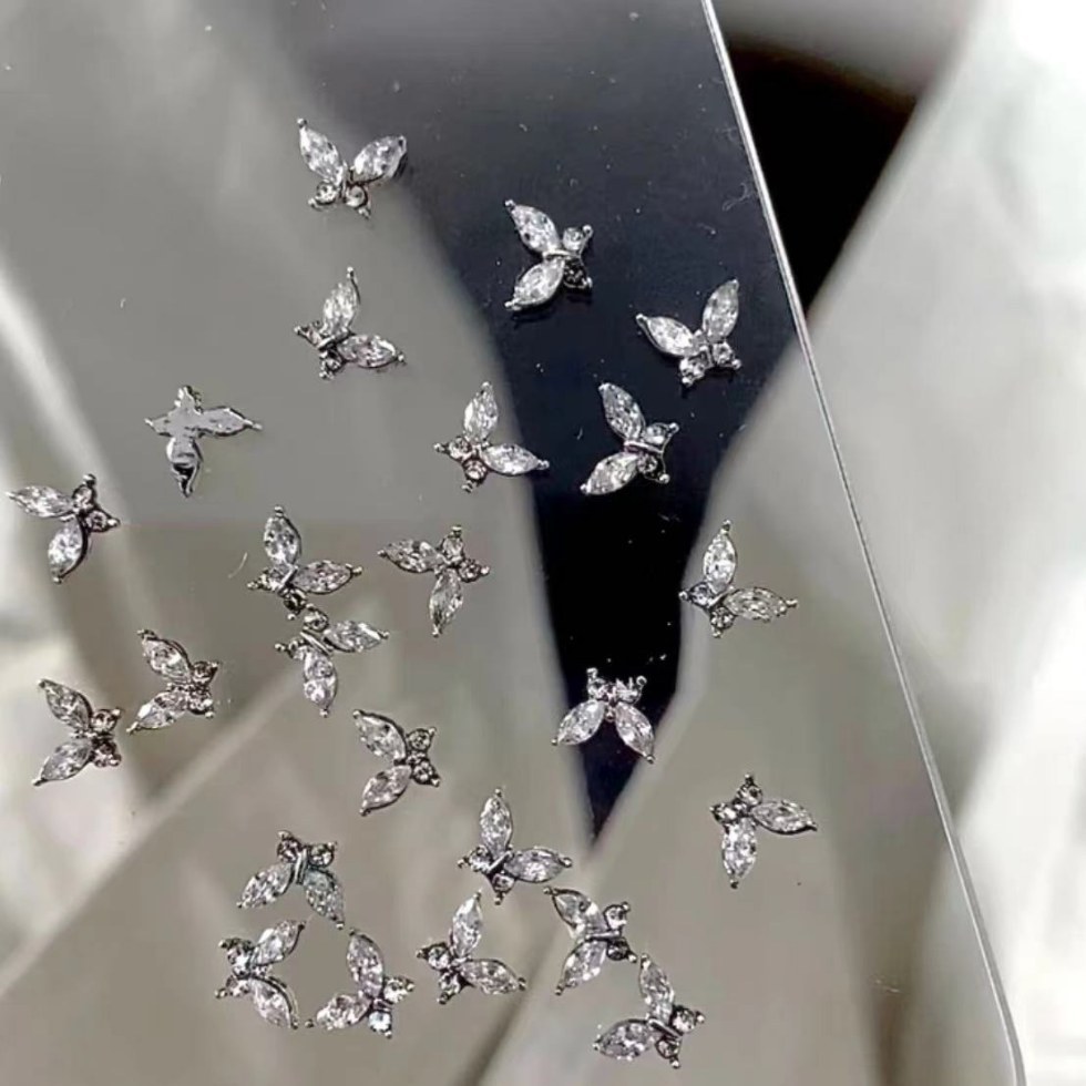 Mini Fingertip High-End Crystal Butterfly Nail Art Jewelry Marquise Zircon Super Flash Crystal Flash Alloy Nail Accessories