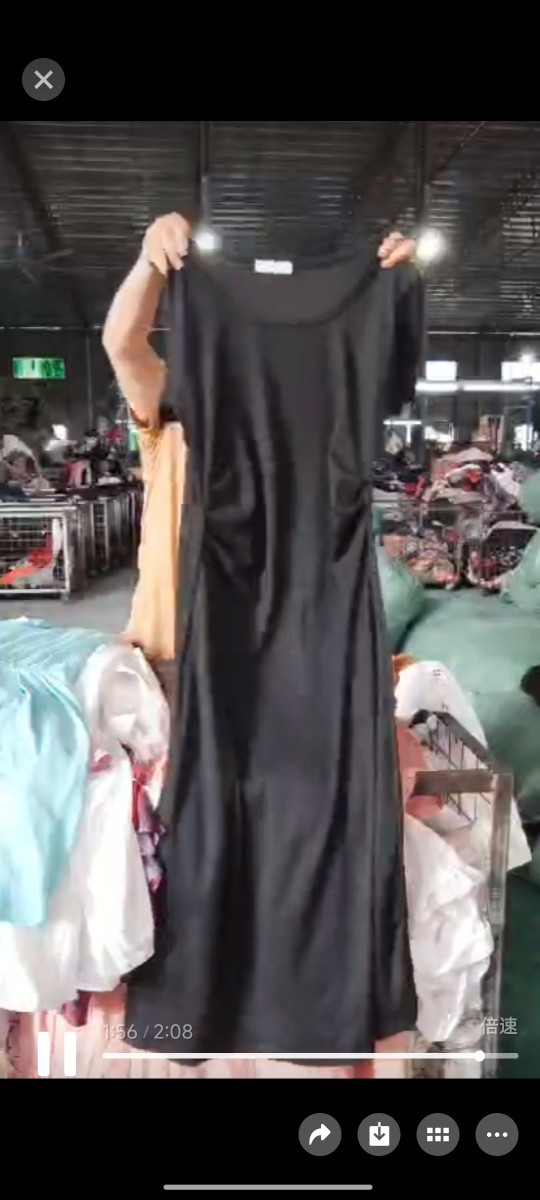 Second-Hand Clothes Old Export Amazon Cross-Border Hot Sale Hong Kong Style French Retro Polka Dot Printed Dress Cotton Long Style