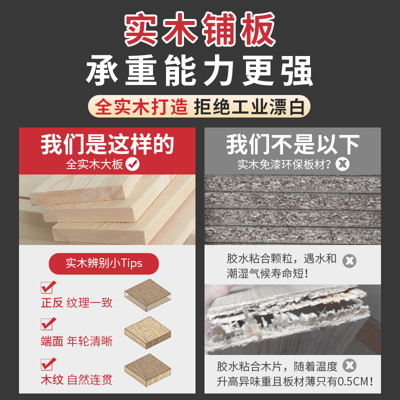 Solid Wood Modern Simple Home Bed 1.5m Master Bedroom Double Bed 1.8 Economical Rental Single Bed Frame 1.2m