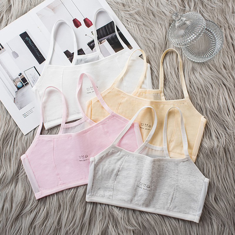 [Готово к отправке] маленькие майки для девочек, 100% хлопок, нижнее белье для учащихся средней и начальной школы