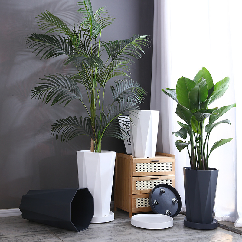 Bird of Paradise Flower Pot Thickeneded Resin Extra Large Sunflower Plastic Flower Pot Living Room Office Large Green Plant