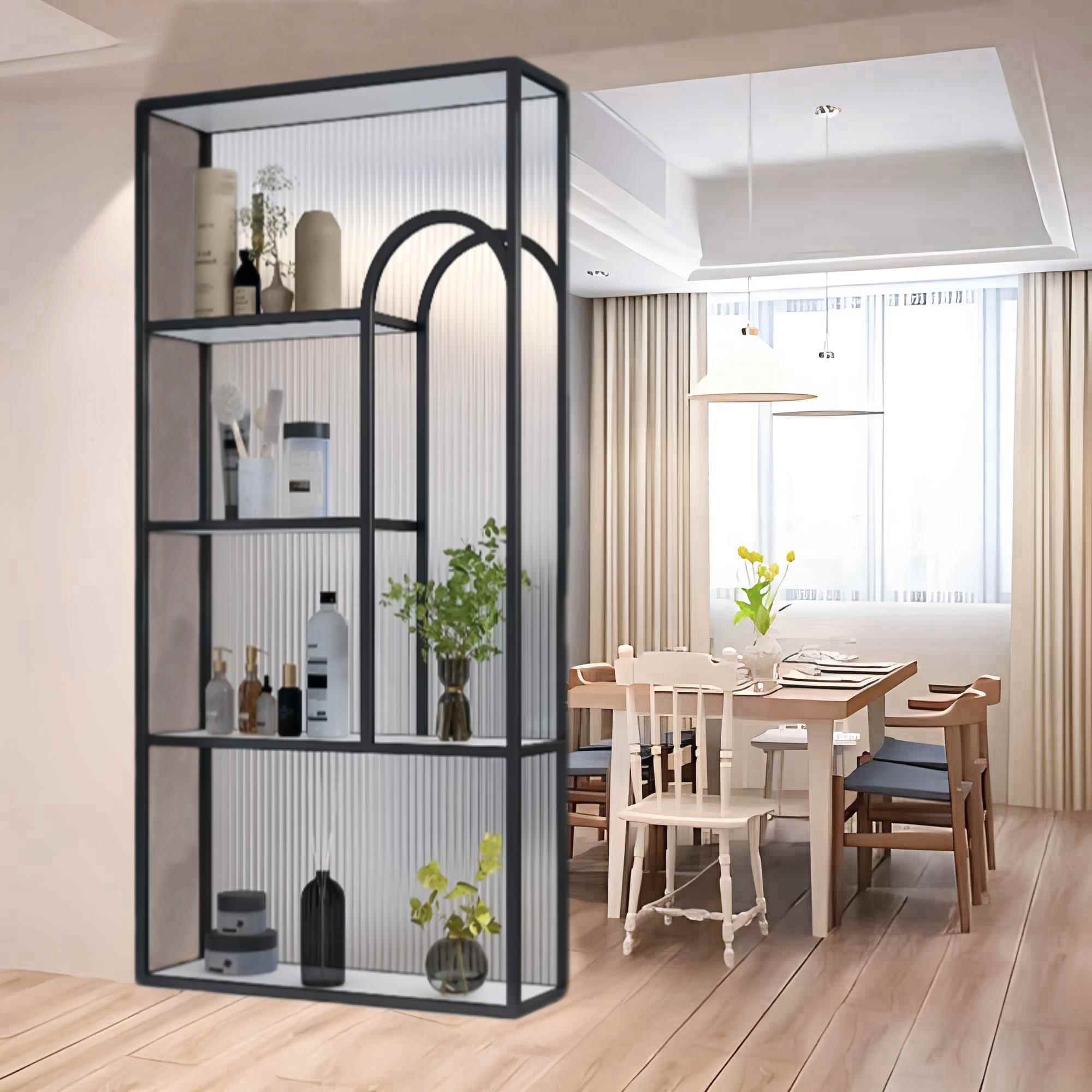 Bathroom Dry Area Half-Wall Glass Partition Wrought Iron Shelf Washbasin Living Room Stainless Steel Screen Cross-Border