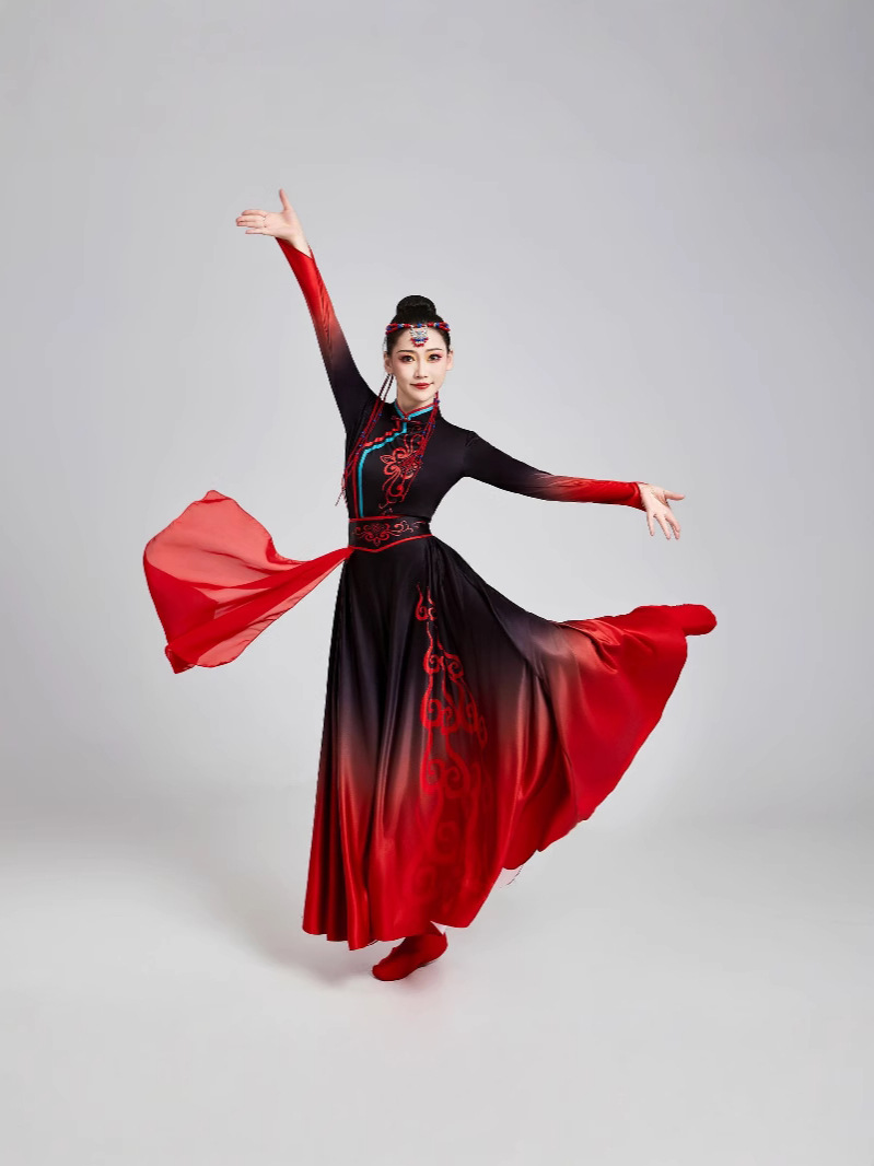 New Mongolian Dance Costume Performance Clothing for Women Modern Ethnic Style Inner Mongolia Grassland Dance Costume Summer Long Style