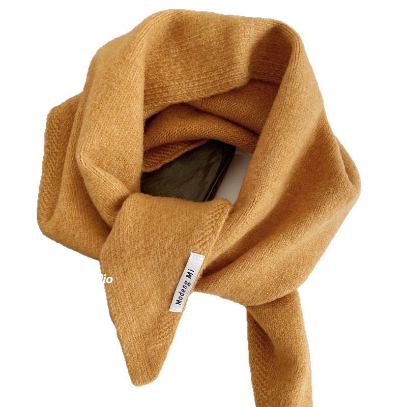 British Original Niche Brand Wool Knitted Triangle Scarf Women's Headscarf Knitted Scarf Multi-Functional Warm and Versatile