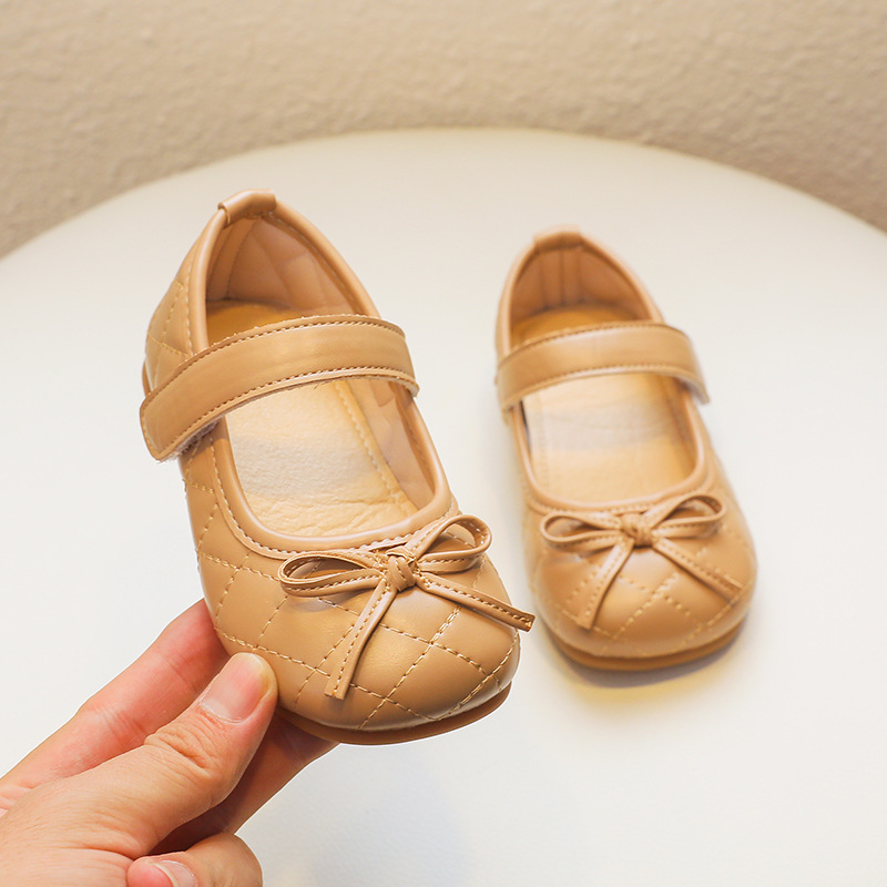 2023 Spring New Children's Shoes Wholesale Korean Style Girls Princess Shoes Bow Leather Shoes Soft Sole Single Shoes Dancing Shoes