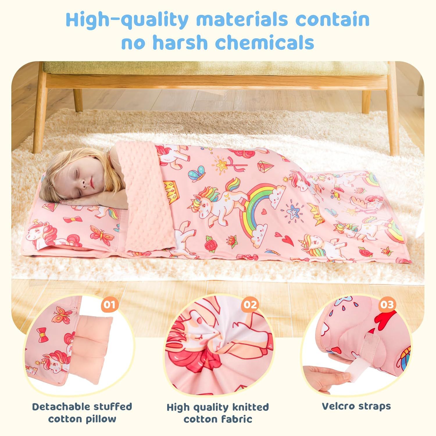 Foreign Trade Hot Model Portable Children's Anti-Kick Quilt Amazon Customized Foldable Sleeping Bag Children's All-In-One Nap Mat