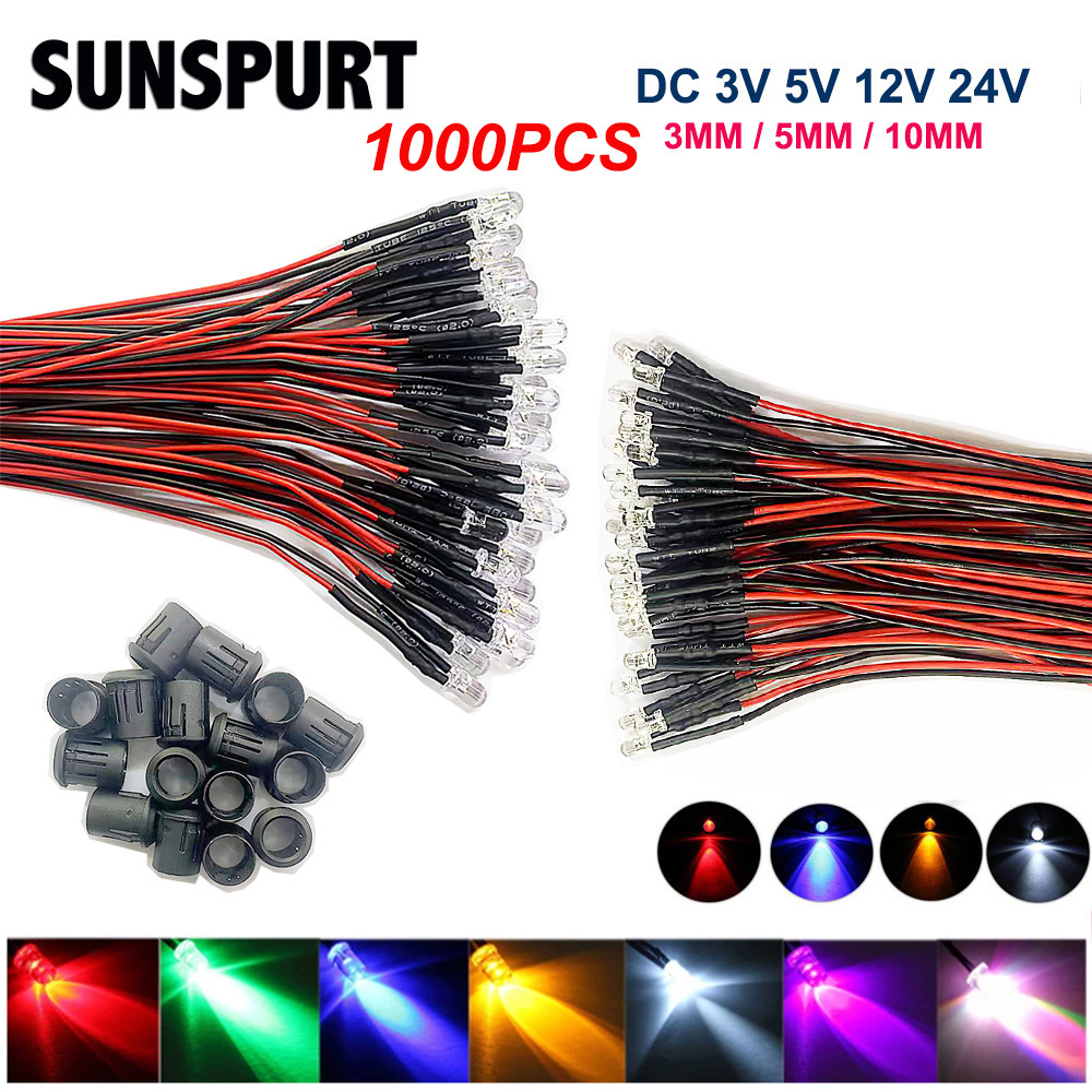 3мм/5мм светодиод с проводом 5В/12В модель автомобиля и корабля индикаторная лампочка маленькая лампочка светодиодные лампочки