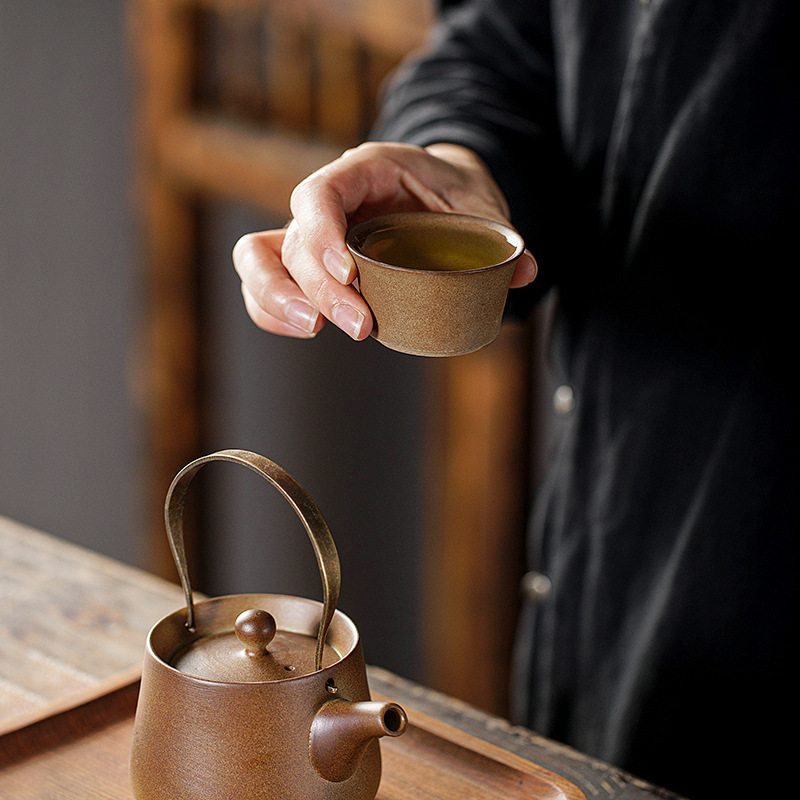 Retro small size capacity 50ml coarse ceramic tea cup tea cup household living room office outdoor stove batch delivery