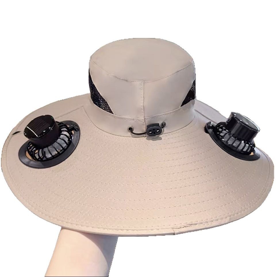 Large Brim Sun Hat Large Size Rechargeable Hat Men's Outdoor Camping Hiking Solar Rechargeable Fan Fisherman Hat